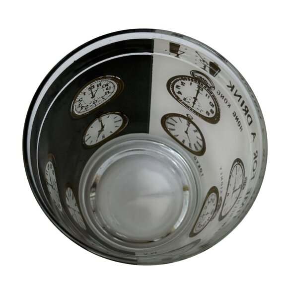 Set of 4 Mid-Century Modern "Time For A Drink" Double Old Fashioned Glasses Gold - Picture 12 of 16